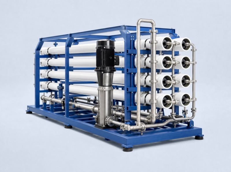 Skid-mounted seawater reverse-osmosis plant